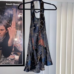 Free People satin choker backless dress